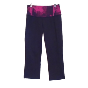 Lululemon Black 21" Inseam Leggings with Fuchsia Camo Waistband